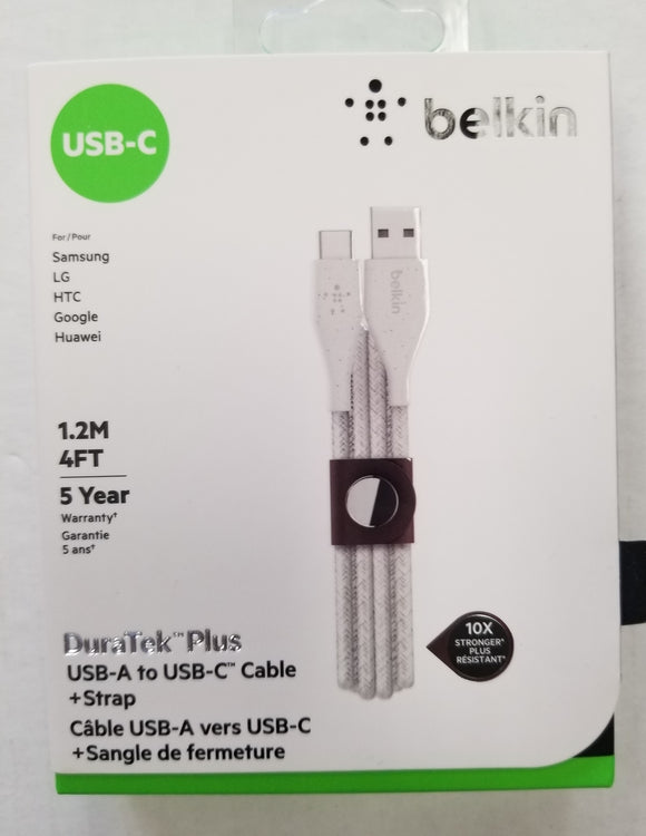 Belkin DuraTek Plus USB-C to USB-A Fast Charging and Data Cable for Android Phones 1.2m