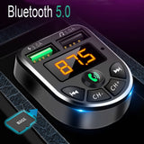 Bluetooth FM Transmitter with 2 USB Ports, 5V 3.1A, 1.0A car Charger, Wireless hands-free calling - New