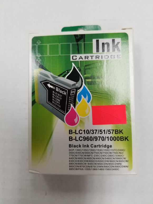 Brother Compatible Premium Black Ink Cartridge LC10, LC37, LC51, LC57, 960 / 970 / 1000 BK