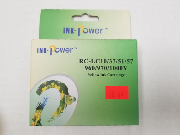 Brother Compatible Premium Yellow Ink Cartridge LC10, LC37, LC51, LC57, 960 / 970 / 1000 BK