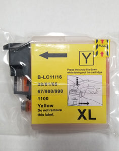 Brother Compatible Premium Yellow Ink Cartridge LC11, LC16, LC38, LC61, LC65, LC67, LC980, LC990, LC1100 BK