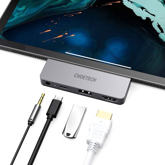 Choetech 4 in 1 USB-C to HDMI 4K 60Hz, USB Type-A, USB-C, 3.5mm Audio Multiport Adapter