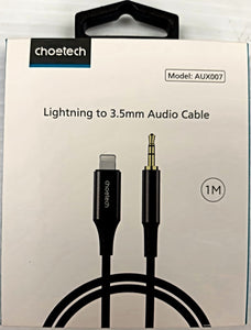 Choetech Lightning to 3.5mm 1m Audio Cable for Apple iPhones Model: AUX007 - New
