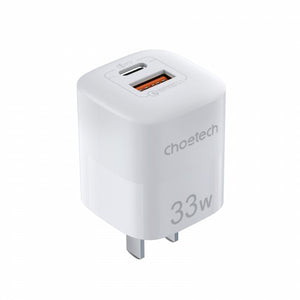 Choetech PD 33W GaN 2-Port Fast Wall Charger USB Type-A and Type-C 33W Max PD5006 for smartphones