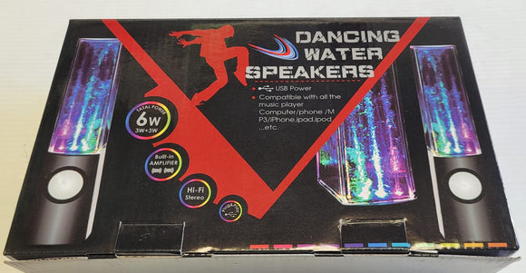 Dancing Water Stereo Speakers with 3.5 mm male jack for PCs and Mac USB Powered HZ-295 - Clear and Black