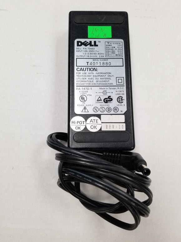 Dell Genuine Adapter Charger PA-1470-1 P/N 74363 18.0V 2.6A - Used