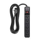 Dewenwils Long Cord Surge Protector 6 Port Outlet Power Bar w/ 10ft Cable Wire Black