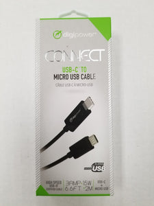 Digipower USB-C Type-C to Micro USB Data Sync and Charging Cable 2 meters