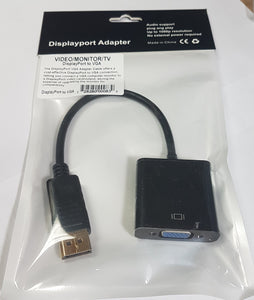 Display Port male to VGA female Adapter Cable to connect LCD Monitor, TV - New - Razzaks Computers - Great Products at Low Prices
