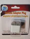 Ground Adapter Wall Plug for most Foreign Outlet Plugs 3-Pin with Ground EL-6982W - New