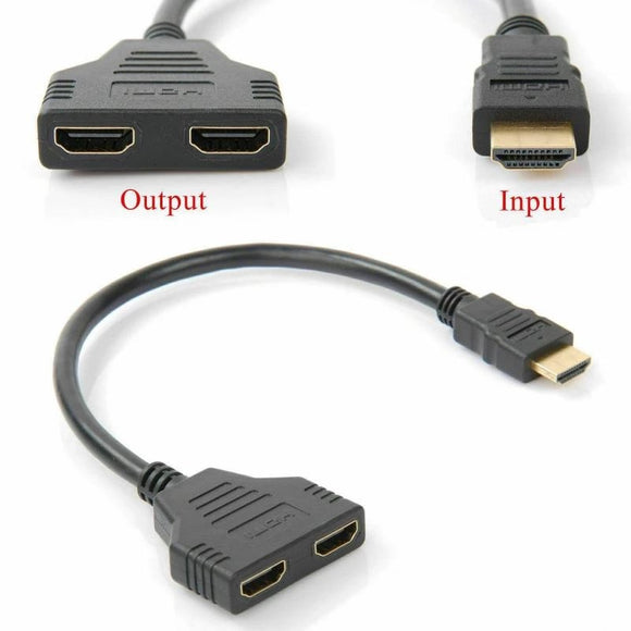 HDMI Y Cable Splitter - Male To Female Adapter connect 2 devices with single cable