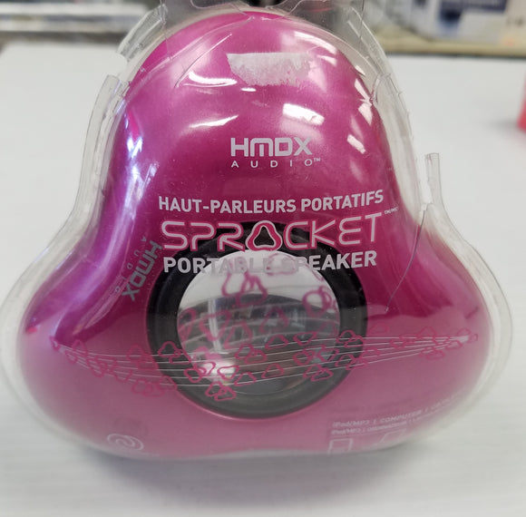 HMDX Audio Sprocket AA Battery Operated Portable Speaker Pink with Line-In  - New - Razzaks Computers - Great Products at Low Prices
