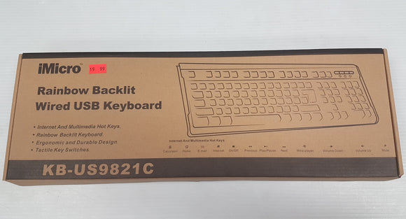 iMicro Rainbow Backlit Wired USB Keyboard - New - Razzaks Computers - Great Products at Low Prices