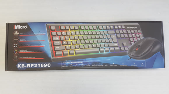 iMicro Rainbow Backlit Wired USB Keyboard and Mouse Combo - New - Razzaks Computers - Great Products at Low Prices