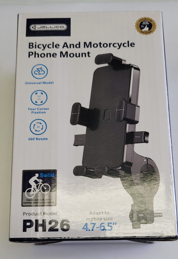 Jellico Bicycle and Motorcycle Phone Mount Holder for Size: 4.7-6.5 inch Phones PH26 - New