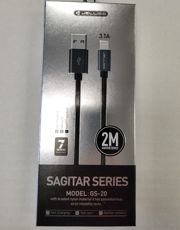 Jellico USB Lightning 3.1A Cable 2 meters for iPhone, Ipad GS-20 - New