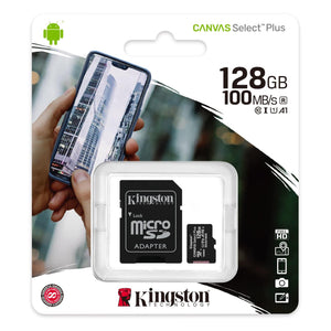 Kingston 128GB Canvas Select Plus UHS-I microSDXC Memory Card with SD Adapter SDCS2/128GBCR