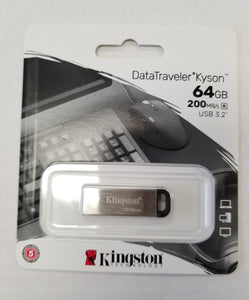 Kingston 64GB USB Drive DataTraveler Kyson Metal Housing DTKN/64GBCR USB 3.2/3.1/3.0/2.0 - New