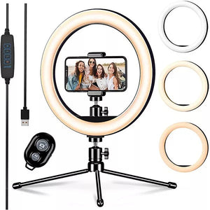Letscom F-531 Cell Phone Holder with Selfie Ring Light for Live Stream with Tripod - New