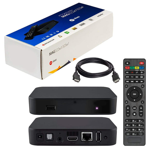 MAG 322 W1 IPTV Box with Built-in WiFi, HDMI Cable + Remote + Power Adapter - Razzaks Computers - Great Products at Low Prices