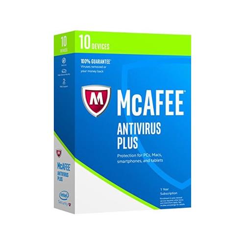 McAfee Antivirus Plus for 10 Devices 1 Year Physical Activation Card in the Box - English