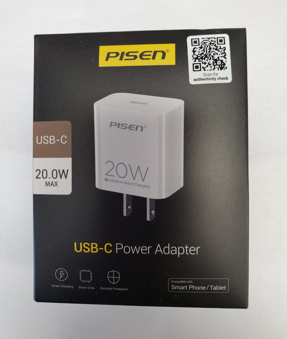 Pisen USB Type-C PD 3.0 20W Fast Charging Power Adapter for Smartphones