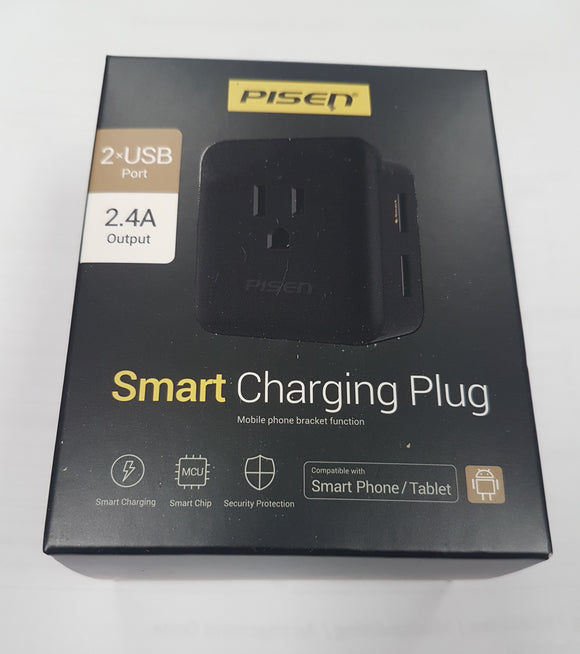 Pisen Smart Charging Plug 2-USB Port 5V 2.4A DC Power and 120V AC Power Output - New - Razzaks Computers - Great Products at Low Prices