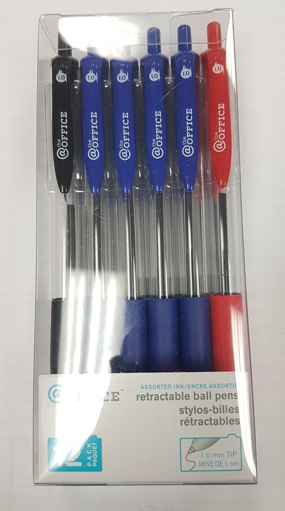 The Office Retractable Ball Pens Assorted Ink Red, Blue Black Colors 12-Pack - Razzaks Computers - Great Products at Low Prices