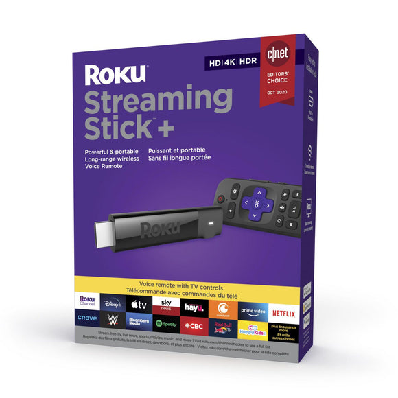 Roku Streaming Stick + 3810CA HD/4K/HDR Streaming Media Player with Voice Remote and TV Controls - New