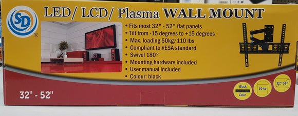 TV Wall Mount Swivel 180 Degrees for LCD, LED, Plasma TVs  32
