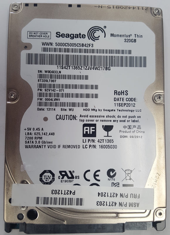 Seagate, Western Digital, Hitachi and other  320 GB SATA Hard Drives 2.5