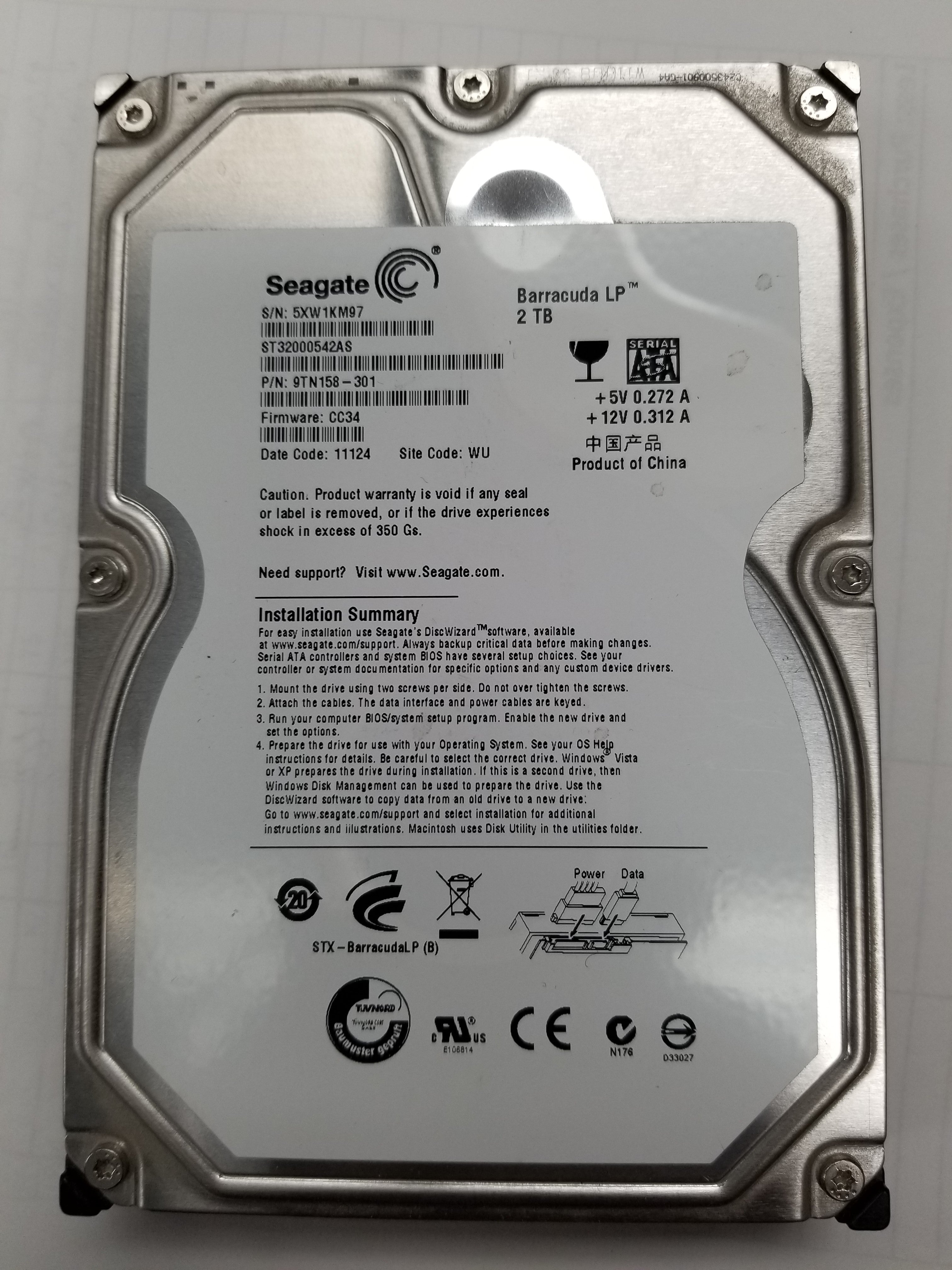 Seagate Barracuda 2TB SATA 6Gb/s 64MB Cache 3.5-Inch Internal Bare Dri