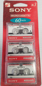 Sony MC60 Blank AUDIO MICROCASSETTE TAPES 60 minutes - 3 Pack - Authentic - NEW - Razzaks Computers - Great Products at Low Prices