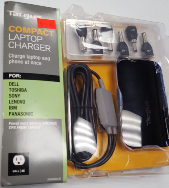 Targus Compact Laptop / Phone Dual Adapter Charger APA6922US 90W with 6 Tips - Razzaks Computers - Great Products at Low Prices