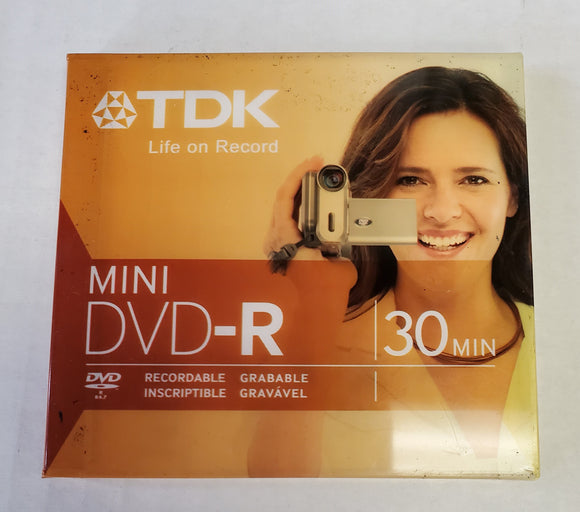 TDK Mini DVD-R Single Pack 1-4x Multi-Speed Recordable 8cm 1.4GB 30 Minute - New