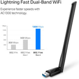 TP-Link AC1300 High Gain USB Wi-Fi Adapter - 2.4G/5G Dual Band Wireless Network Adapter for PC Desktop