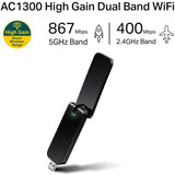 TP-Link AC1300 High Gain WiFi USB Adapter Archer T4U - Dual Band 2.4GHz/5GHz High Gain Antennas, MU-MIMO