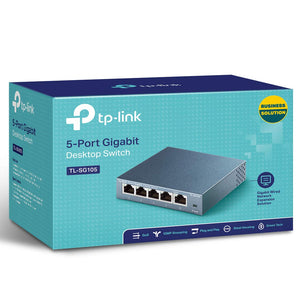 TP-Link TL-SG105 5-Port 10/100/1000Mbps Desktop Gigabit Steel Cased Switch, IEEE 802.1p QoS - New - Razzaks Computers - Great Products at Low Prices
