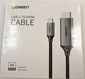 Ugreen USB-C Type-C to HDMI Cable 5' Ultra HD 4K for Notebook Cell Phone Model: 50570
