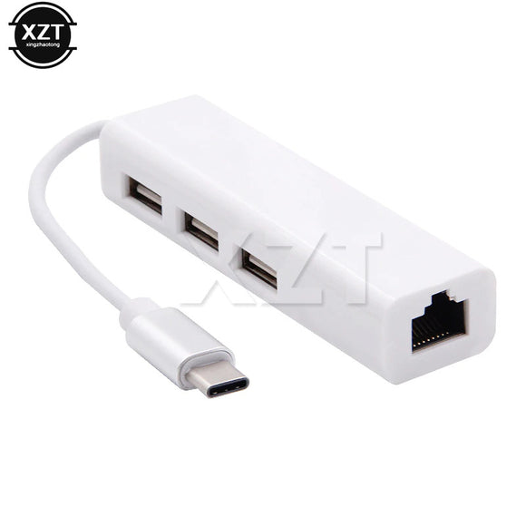 USB Type-C to USB Type-A 3-Port Hub with 100Mbps Ethernet Adapter Port USB 3.1 Compliant - New - Razzaks Computers - Great Products at Low Prices