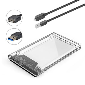 USB 3.0 to 2.5" SATA Hard Drive Enclosure Transparent - New