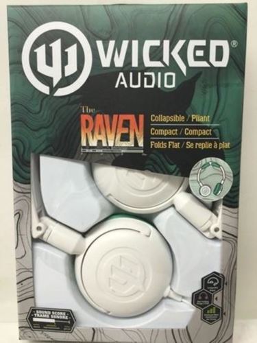 Wicked Audio Raven Headphones, WI-6003-CA White/ Teal - BRAND NEW - Razzaks Computers - Great Products at Low Prices
