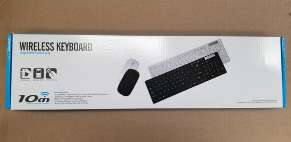 Wireless Keyboard and Mouse Combo Black / White - New